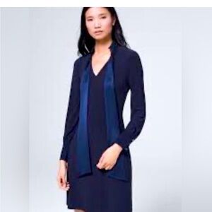 White House Black Market Navy Long Sleeve Dress